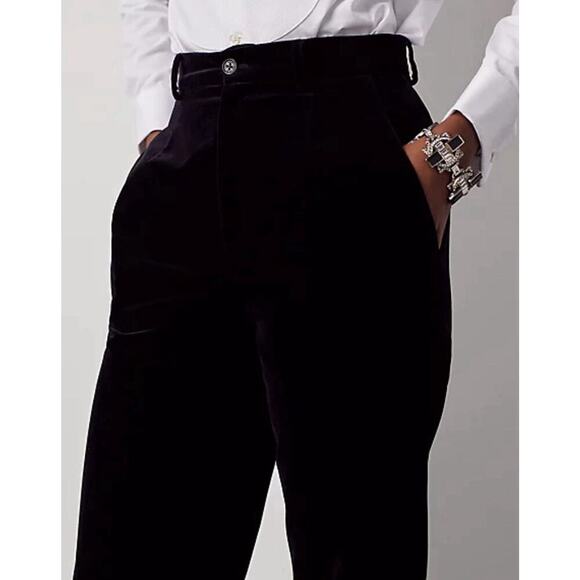 Ralph Lauren Collection Purple Label Black Velvet Pants 8 Slim High Rise Cotton - Picture 2 of 12